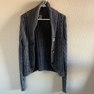 BKE Dark Gray Cable Knit Women's Cardigan